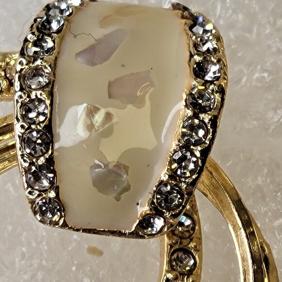 Gold Silver and Crystal Earrings - Picture 6 of 11